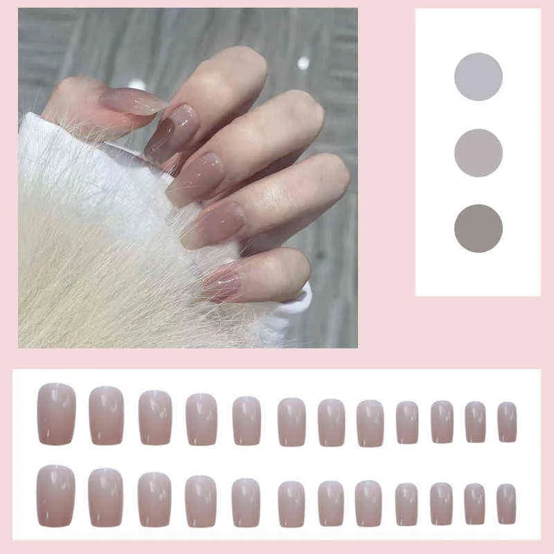 Falska naglar Natural Färg Nail Extension Patch False Set Vattentät konstmaterial med lim Sana889 220225
