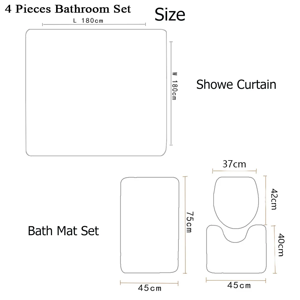 ポリエステルファブリックシャワーカーテン4ピース便座カバーパッド床マットバロックレトロシャワーカーテンバスカーペットバスマットLJ2015705106