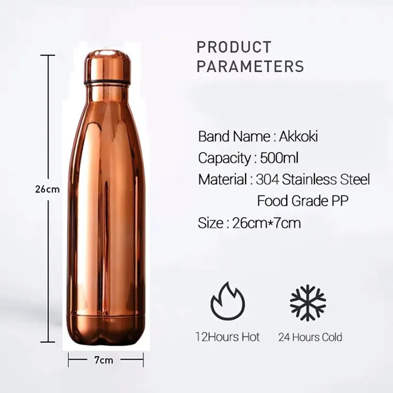 Personalizzato 500ml Sport bottiglia d'acqua thermos bottiglia di acciaio inossidabile boccette thermos bottiglia tazza tazze regalo acqua 201204