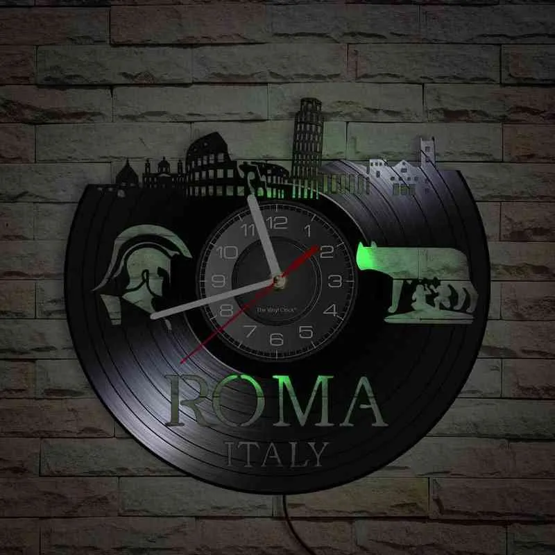 Италия рома старинные ретро стиль настенные часы путешествия европейские стены искусства дома декор рома виниловый альбом реконструированные записи часы часы H1230