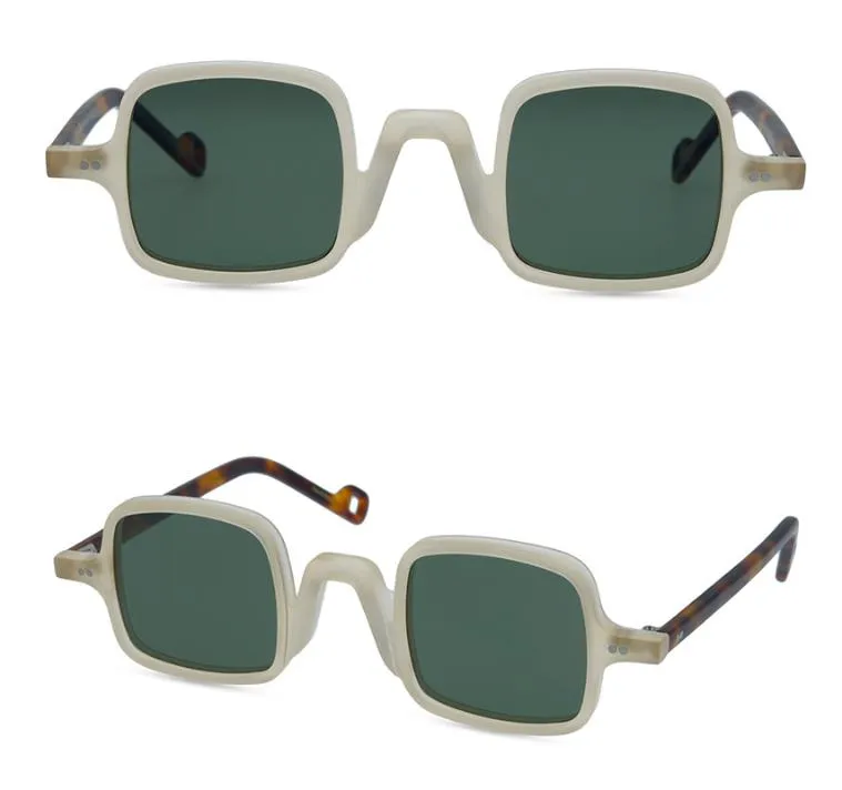Hommes lunettes de soleil Femmes Vintage Cadre carré verres de soleil Gris Grey Dark Green Lens Eyeglass Corée Retro Retro Fashion Eyewear Shades avec Box223r