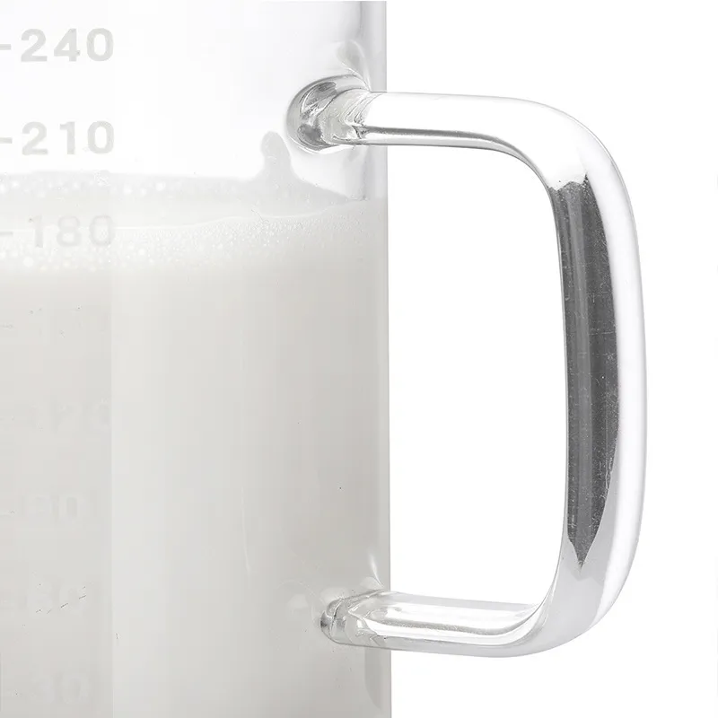 高ホウ症フードグレードグラスガラス測定カップポットケトル透明ミルクカップ電子レンジヒート可能なベーキングキッチンアクセサリー201251p