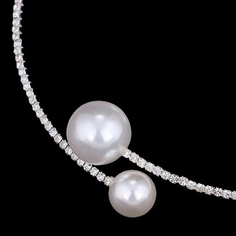 Brudhalsband och armband tillbehör bröllop smycken uppsättningar rhinestone pärla formella brudar tillbehör armband manschetter armband n6039757