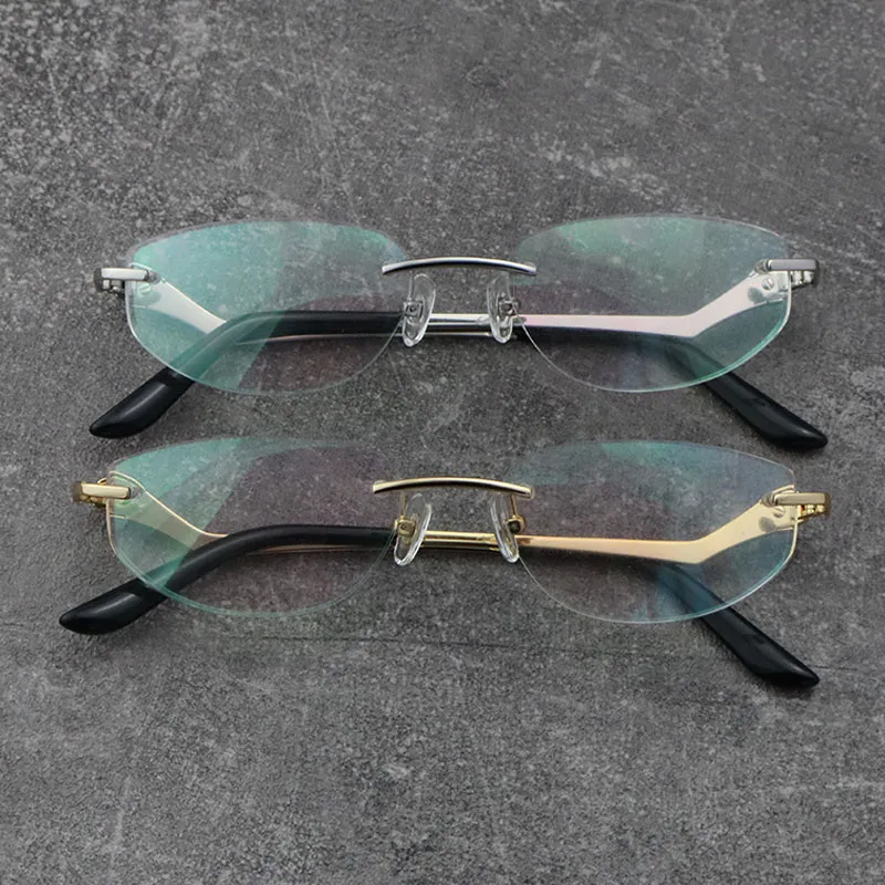 メタルクラシックヒョウシリーズリムレス光学読み取りフレームマーシング眼鏡18kゴールドフレームグラス