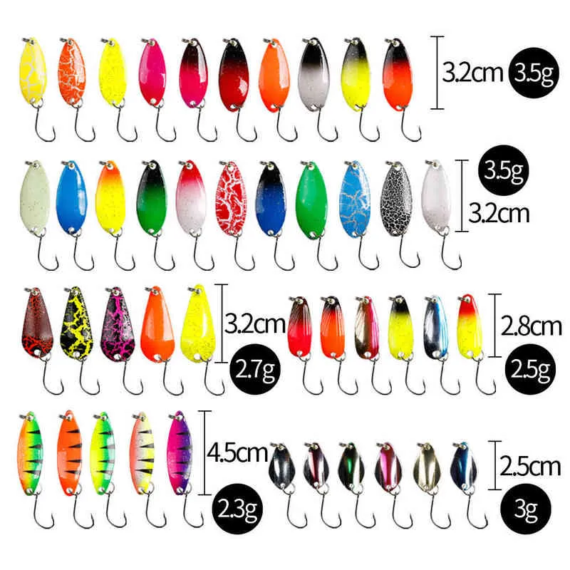 12/Spoon Lure Set Fishing Metal Bait For Lake Sea Carp Bass Wobbler Small Mini Spinner Trout Jig Hard Box Kit Accessories 211222