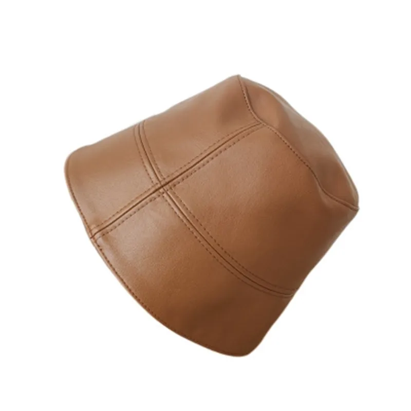 Chapeaux en cuir PU pour femmes, seau imperméable, chapeau de pluie pliable, casquette pour hommes, nouvelle collection automne hiver 201104238y