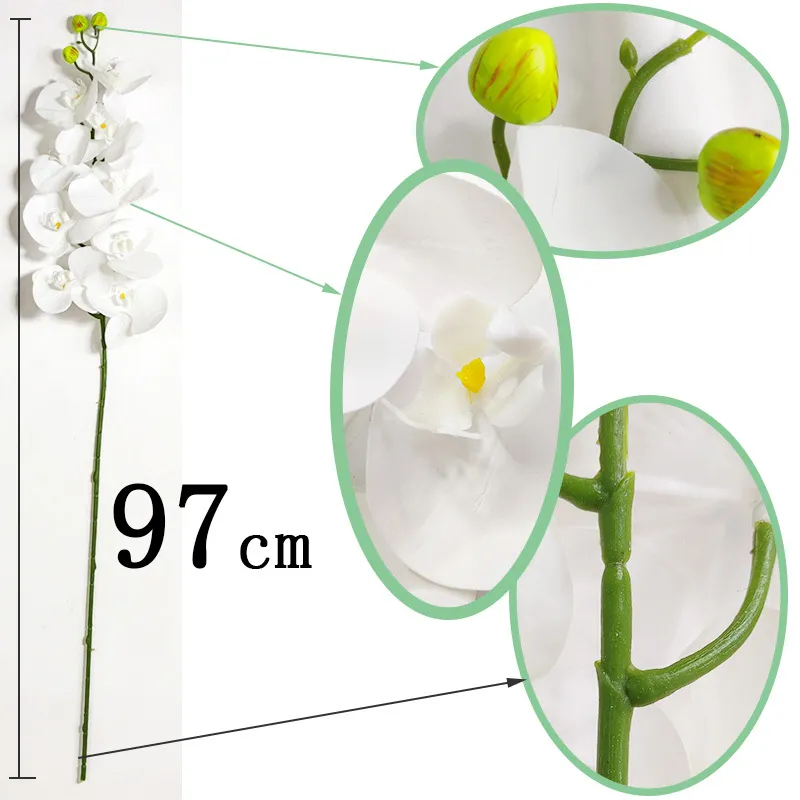 Grande arranjo de flores de orquídea artificial PU toque real sentimento de mão decoração de mesa de chão casa buquê de alta qualidade sem vaso 2012301