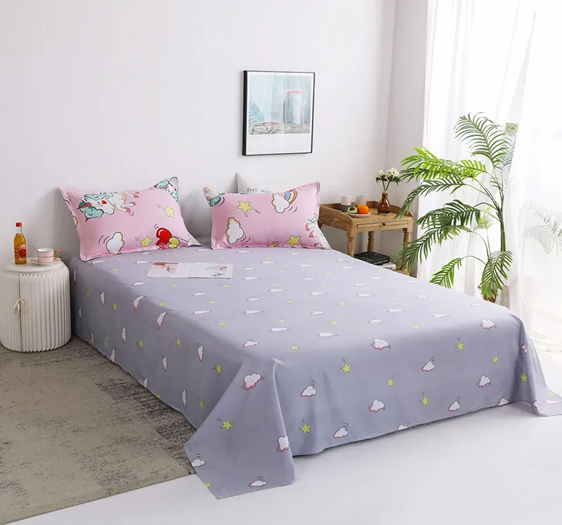 Cartoon Unicorn Children Bed Linen Set Soft Comfortable Soft Bedclothes Bed Cover Pillowcase Sheet Girls Bedding Set for Adults LJ2419