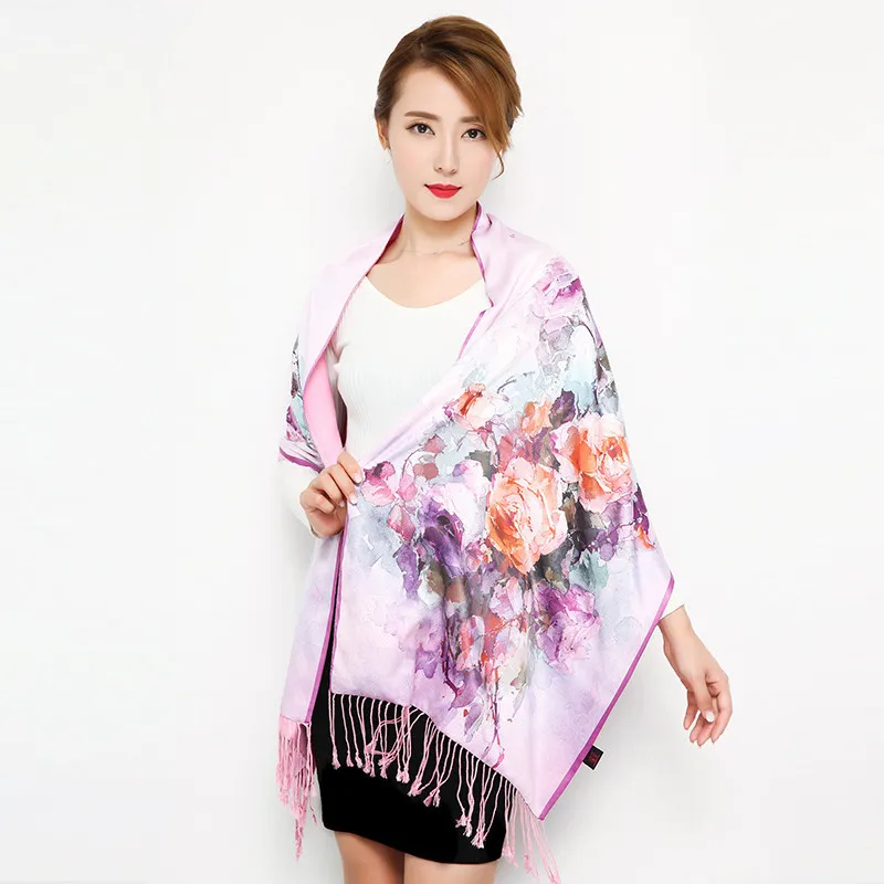 Thick Autumn winter women scarves long section double-sided scarf Chinese style silk shawl ladies wrap Cashmere pashmina muffler Y1970