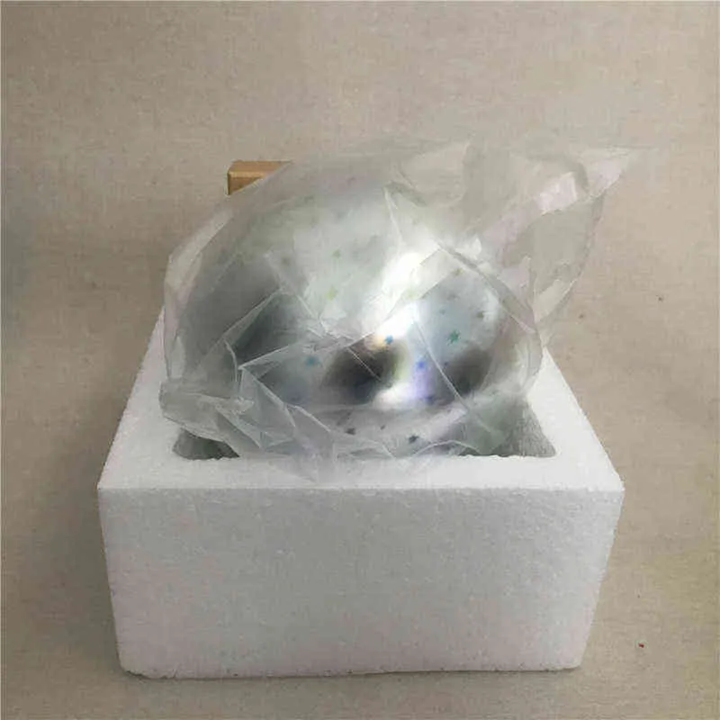 Lampe de projecteur Galaxy 3D boule de verre transparente veilleuse magique feu d'artifice coloré base en bois massif atmosphère de vacances cadeau 5V W220222