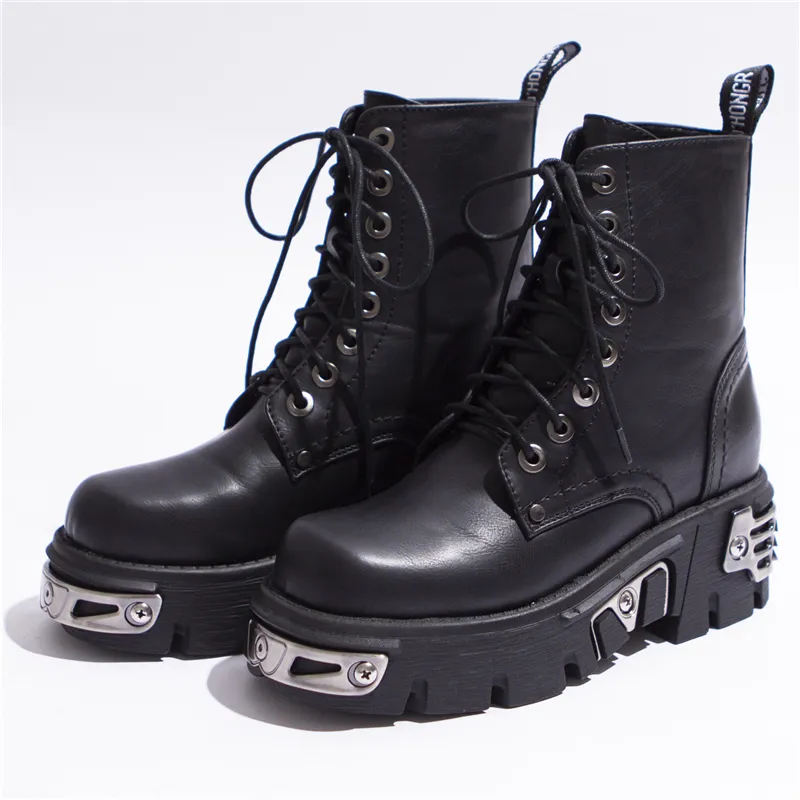 Rasmeup 6cm Punk Style Platform Women Women Boots Women039S دراجة نارية للأزياء السيدات أحذية مكتنزة ديكور أسود 201108916958662