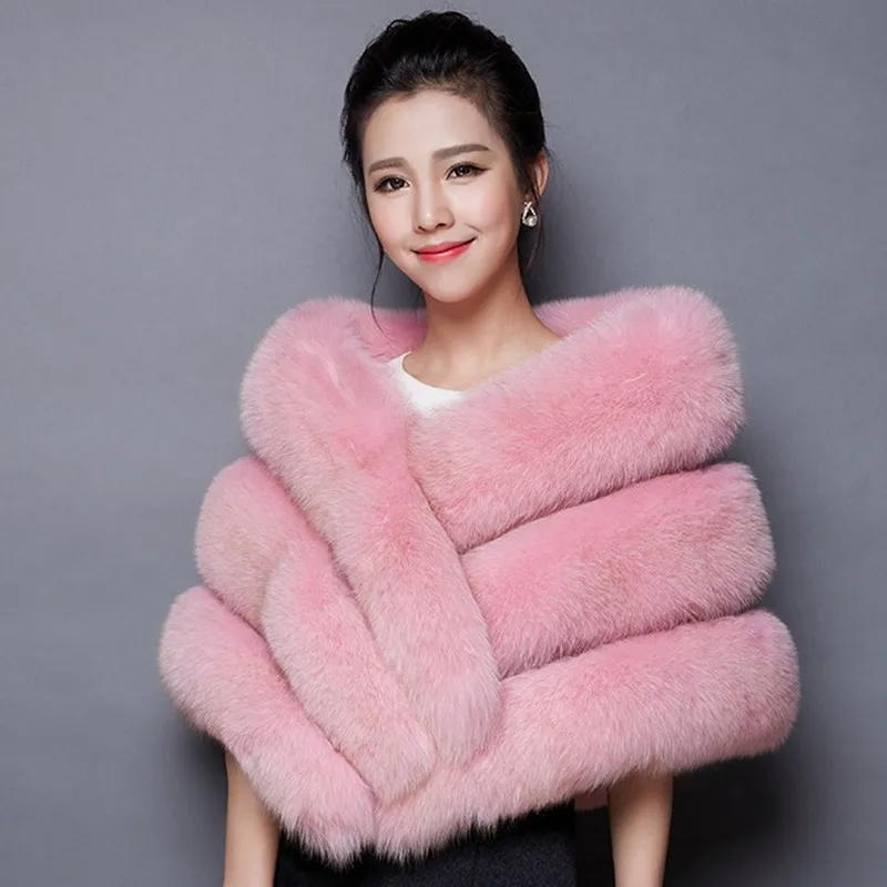 Qearlstar Winter Women faux Fox Fur Wraps pashmina super luxurious bride shawl wraps Wedding Party warm fur stole 16540cm YT14 Y25997829