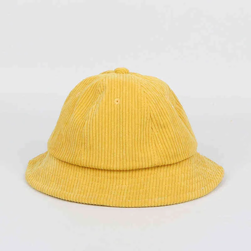 2021 Four Seasons Corduroy Solid Färg Bucket Hat Fisherman Hat Outdoor Travel Hat Sun Cap for Barn Boys and Girls 04 y220301