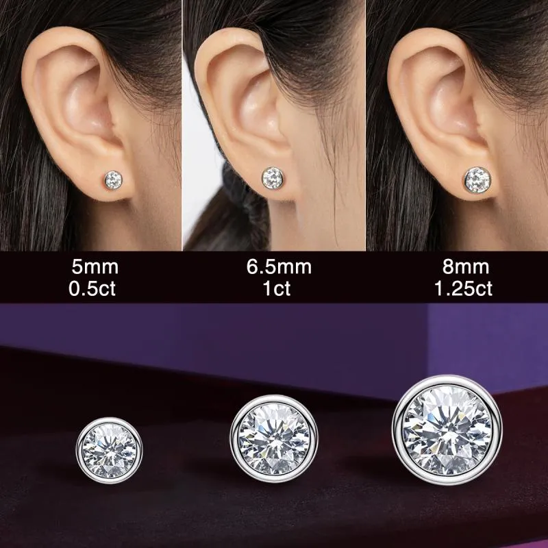 A Butterfly Jewelry 6 5mm Round Cut SONA Stone Stud Earrings Stone Shining Quality Guarantee260S