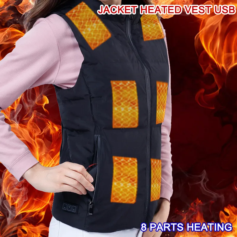 Kış Sıcak Kadın Ceket Isıtmalı Yelek USB Isıtmalı Yelek Elektrikli Isıtma Ceket Vücut Sıcak Isıtma Pedi Kadınlar Erkek Isıtma Yeleği 201031