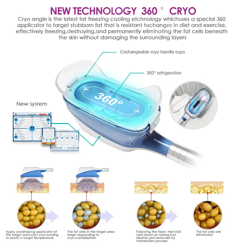 New Technology below 10 degree to 45 Cryo Cavitation Rf Body Slimming 360 Cryo 5 Handles with Lipo Laser Body Shaping Machine Tax Free