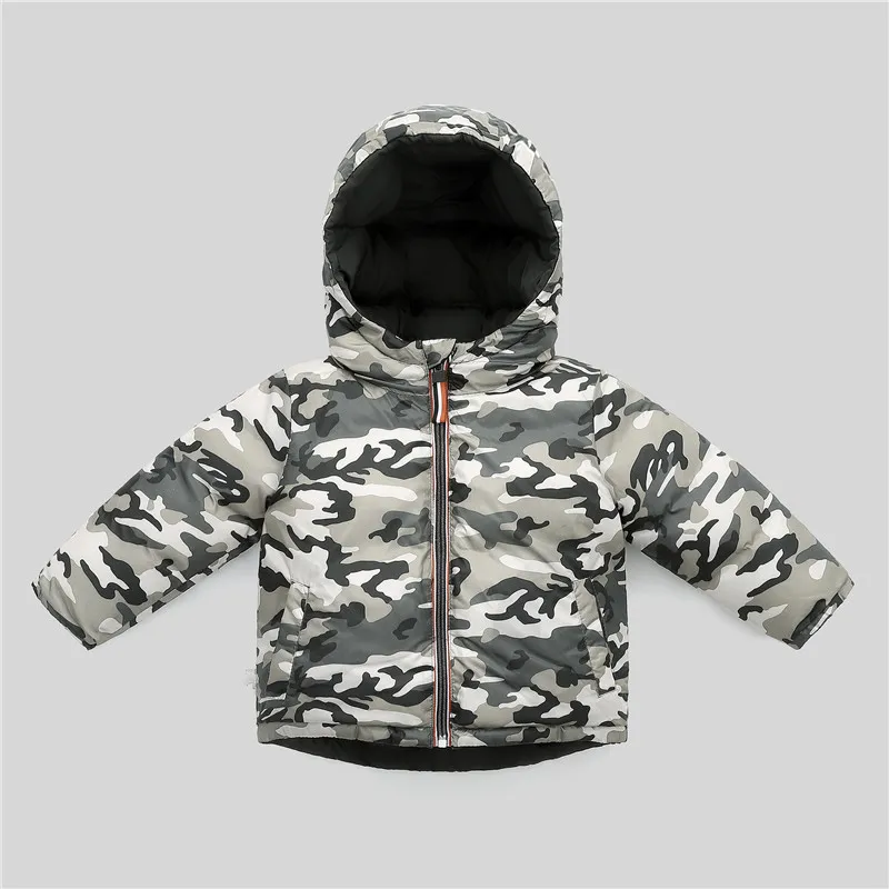 Down Coat Boys Coats zima ciepłe dzieci bawełniane kurtka dziecięca kurtka parka dla dziewczyn kamuflaż do noszenia po obu stronach ubrania dla niemowląt 2-10Y 221007