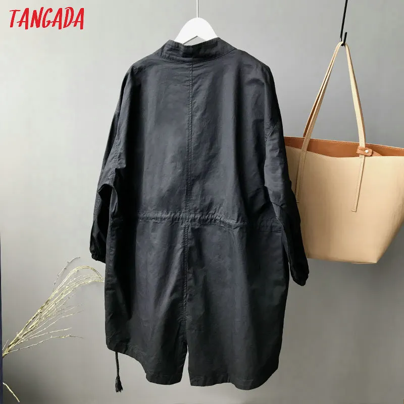 Tangada المرأة المتضخم صديقها نمط خندق معطف 2020 أزياء السيدات عارضة الربيع قمم عالية الجودة ASF40 T200810