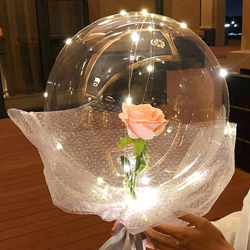 LED LUININ BALLOLAR ŞEFLER Yuvarlak Yuvarlak Köpük Rose Buket Bobo Ball Düğün Dekorasyon Sevgililer Günü Balonları 10273224435