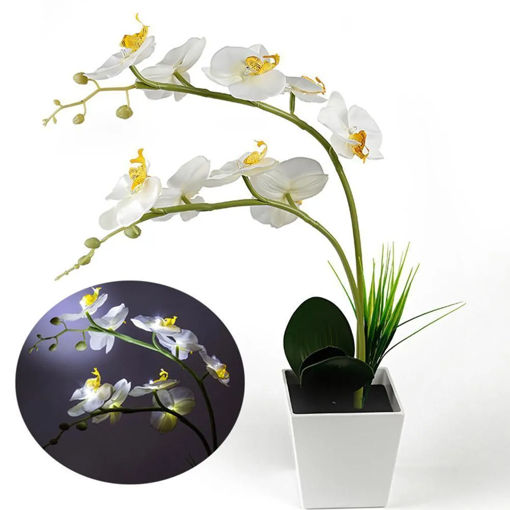LumiParty 9LEDs simulieren Phalaenopsis-Topflampe mit weißem Licht zur Dekoration Y200104