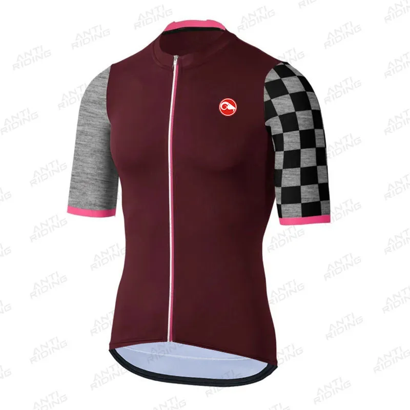 2021 Högkvalitativa män cyklingtröjor Korta ärmcykeltröjor MTB Bicycle Jeresy Cycling Clothing Wear Ropa Maillot Ciclismo 220217