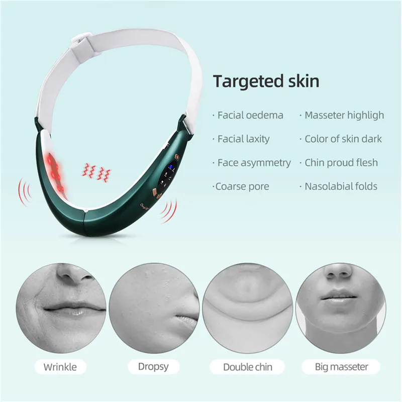 CkeyiN V masseur de levage du visage Double retrait du menton vibrateur resserrement plus mince réducteur thérapie LED outils de soins de la peau 220216