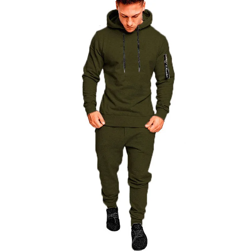 Tracksuit Autumn Winter Camou Hoodies عرق عرق عرق عرق البناء السحب للرجال الرياضي الرجال 2 قطعة بالإضافة إلى الحجم 201128