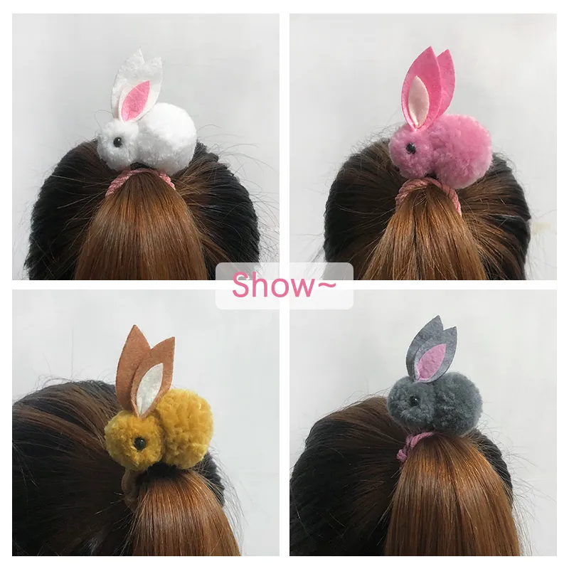 Carino animale palla coniglio anello elastico femminile elastici coreani copricapo bambini accessori capelli ornamenti