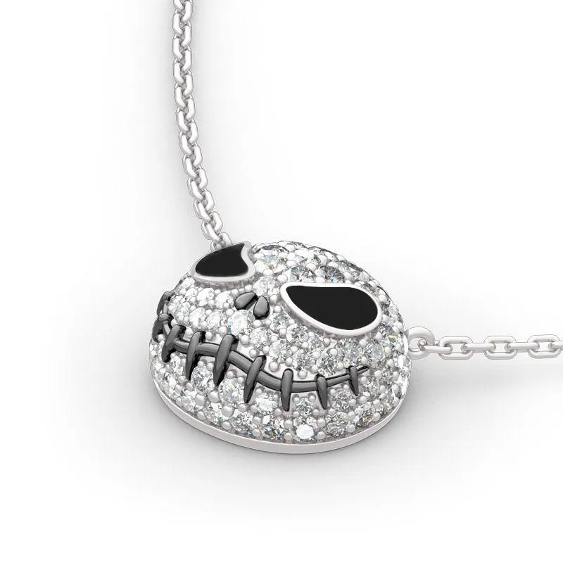 Collier ras de cou avec nom de crâne de cauchemar avant noël pour femmes, chaîne Punk, bijoux en cristal, citrouille Jack, émail, 218K