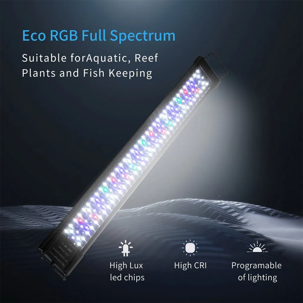 Lumière d'aquarium à spectre complet de 30 / 45 cm avec supports extensibles en alliage d'aluminium Contrôleur externe pour aquarium d'eau douce Y200922