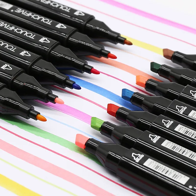 Couleurs de marqueurs TouchFive Choisissez Brush Pen Encre à base d'alcool huileux Art Marker pour Manga Dual Headed Sketch Markers 201128