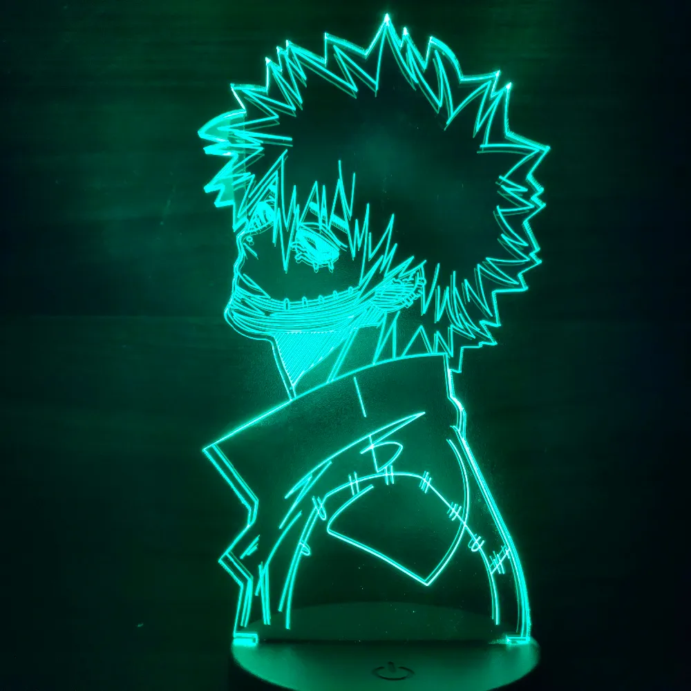 My Hero Academia Dabi Figurer 3D Anime Lamp Nightlight Model Toys Boku No Hero Academia Dabi Figurinsamling Led Toy272y