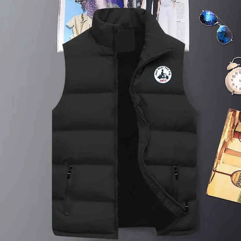 2022 Winter Warm Men039s Sleeveless Down Jacket Outdoor Zipper Vest Standup Collar Waistcoat Man JOTT Printed Plus Size Veste 9455702