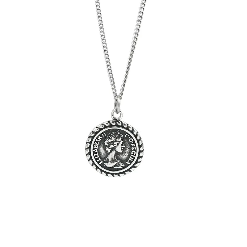 Silvology Sterling 925 Silber 60 cm Elizabeth Winter Lange Anhänger Halskette Münz Halskette für Frauen Geburtstag Schmuck Q344V