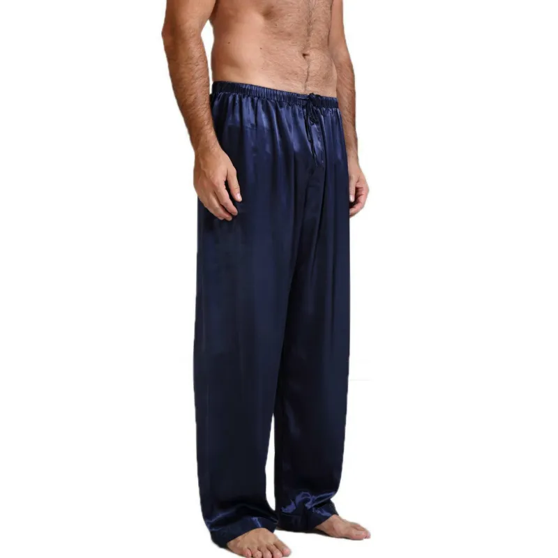 Erkekler Sweetwear Dips Erkek İpek Saten Pijama Pijama Pantolon Salonu Uyku Sıradan Pantolon Mansepwear 201109