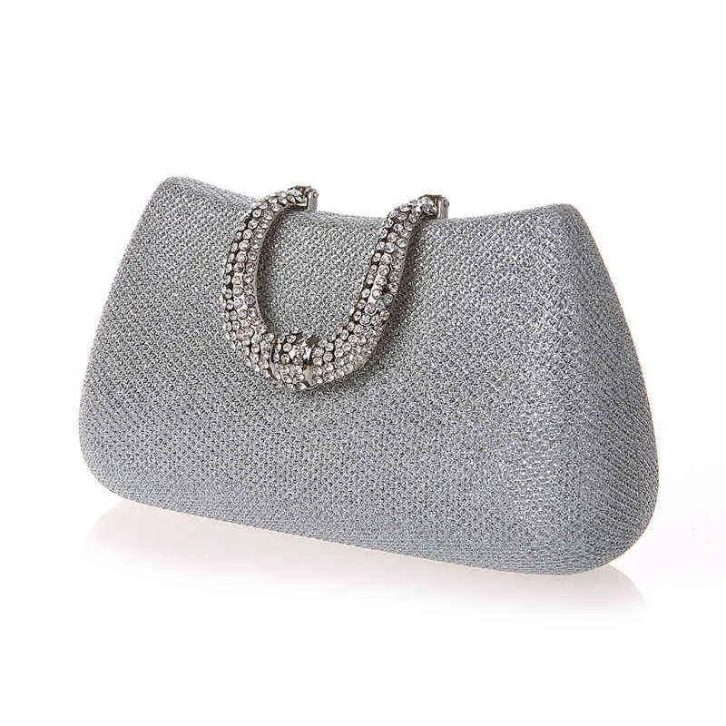 NXY Evening Bags Luxy Moon women crystal U Diamond clasp clutch bags glitter silver evening gold party purse woman handbag 220210251y