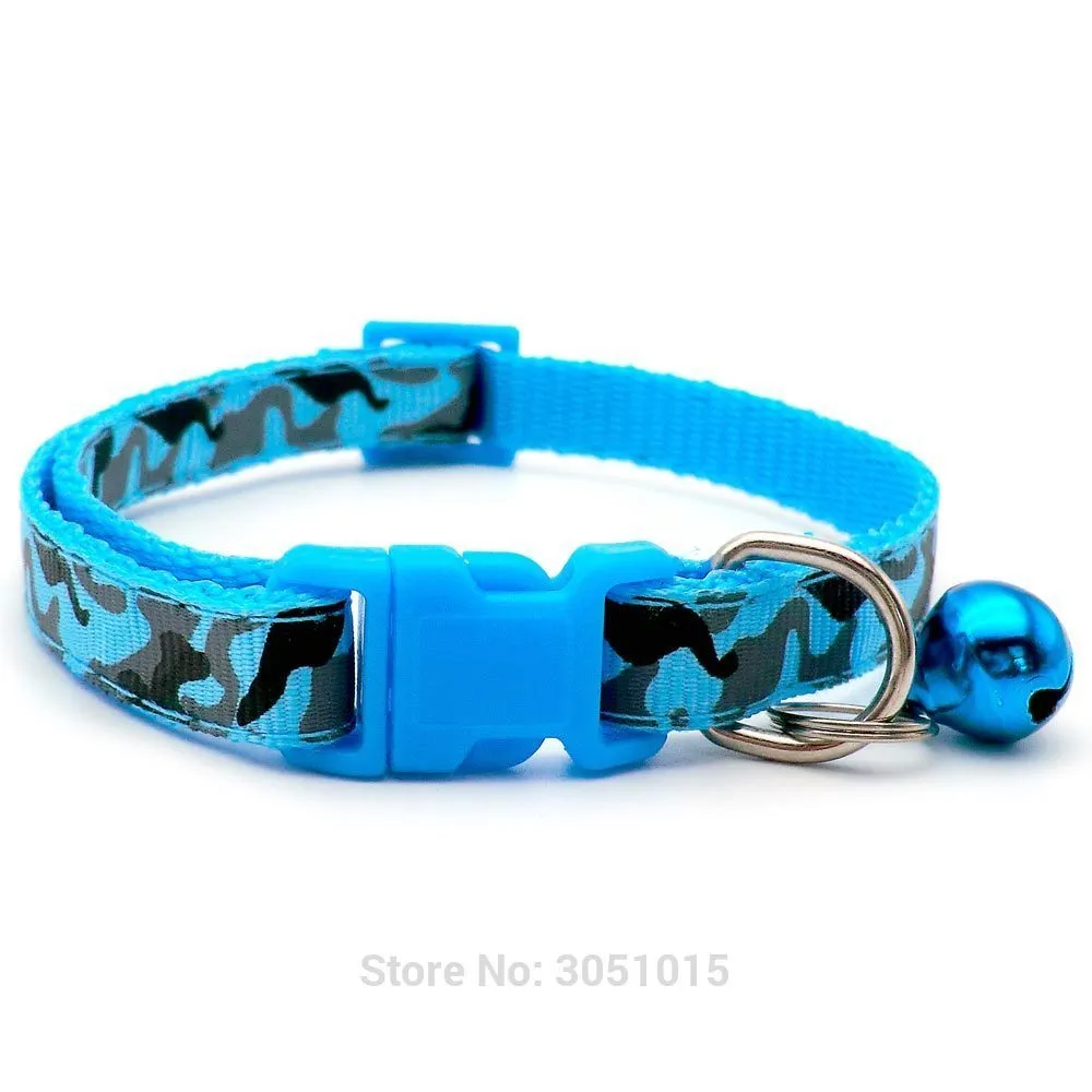 Whole Cat Collar with Bell Fashion Camouflage Print Small Dog Puppy Kitten ID Collars Adjustable Cat Supplies 201030290d