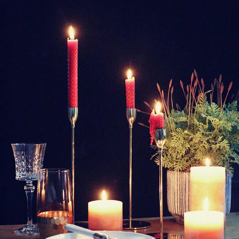 Stożkowy świecznik świecznika złota świeca uchwyty na ślub Wystrój stolik Centerpieces Candelabra Candelabros Candlelight Dinner 293G