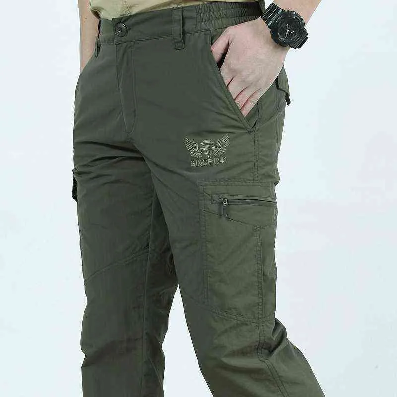 Pantalones tácticos de hombres primavera y verano Nuevo bolsillo múltiple cargamento militar largo al aire libre Masculino transpirable J220629