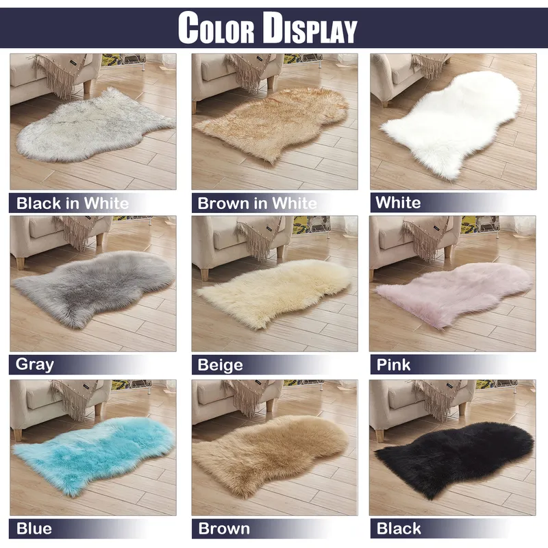 Washable Faux Sheepskin Rug Carpet shaggy floor sofa Cushions Kitchen Mat fur sheep area sheepskin rug Home Decor D20 220301