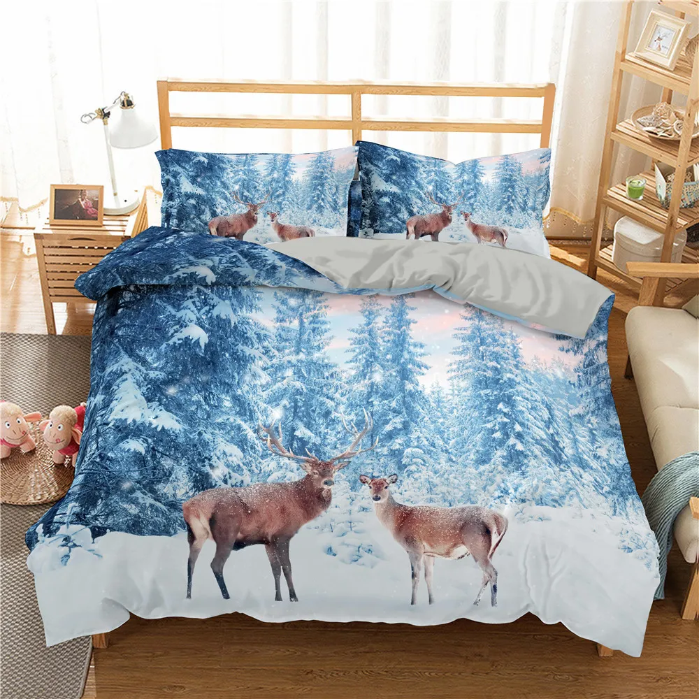 Homesky 3D Deer Bedding Set Luxury Soft Duvet Cover King Queen Twin Full Single Double Bed Set Pillowcases Bedclothes 201114252q
