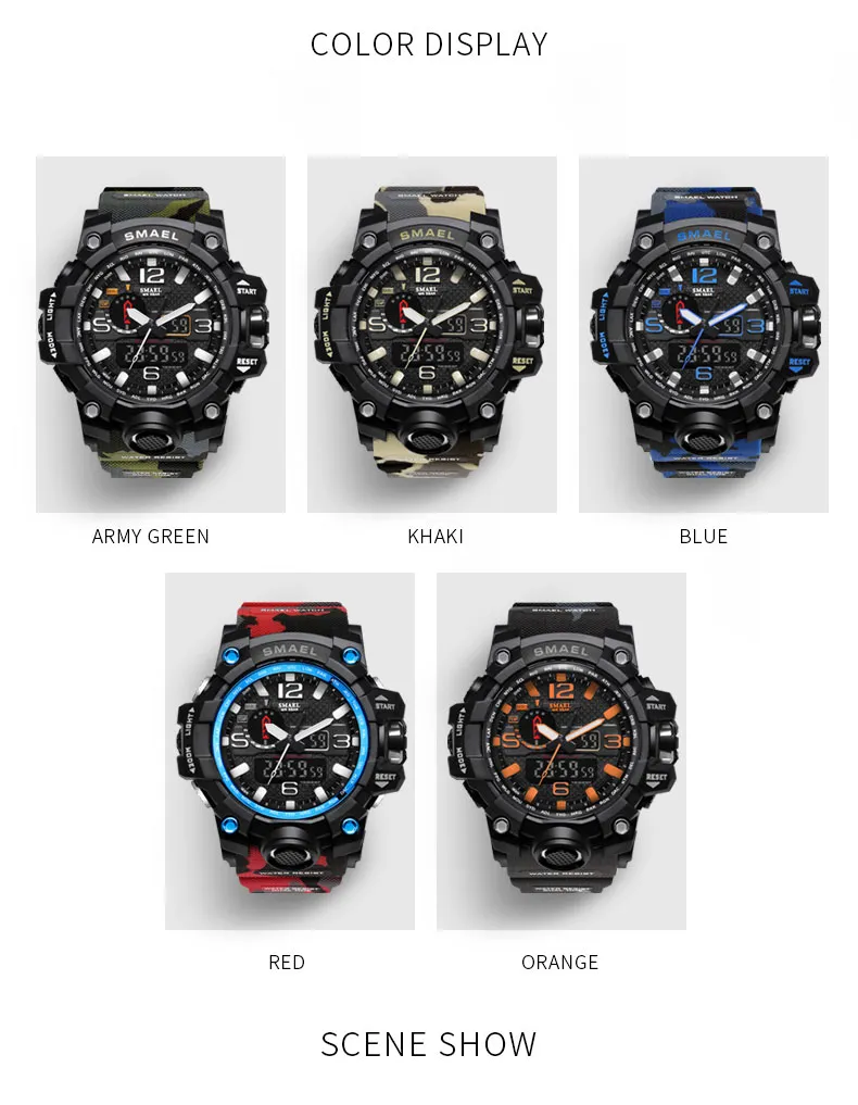 Luxe Designer Mens Horloges Casual Digital Quartz Horloge Mannen Camouflage Strap Waterdichte Achtergrondverlichting Kalender Sporthorloge