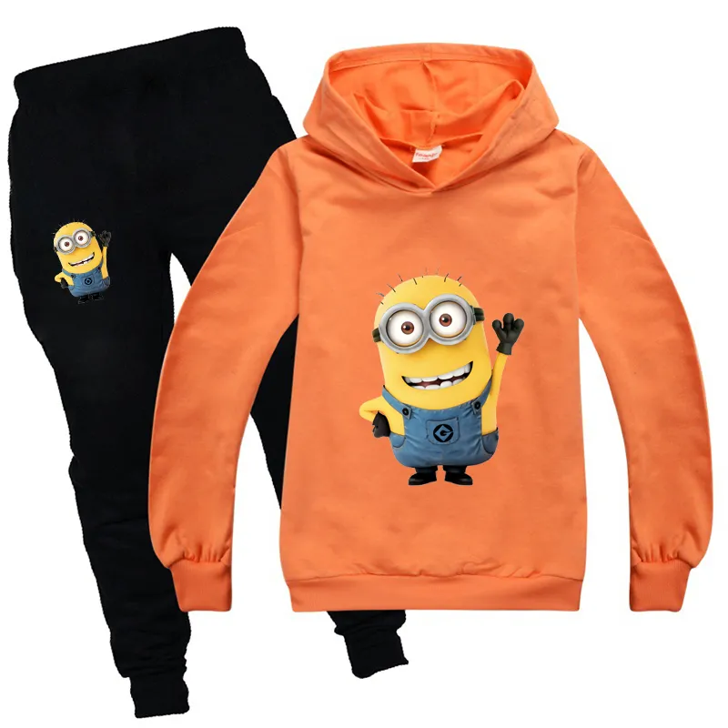 Dessin animé drôle mignon Minions bébé vêtements d'hiver imprimer Kawaii enfant en bas âge garçons fille automne vêtements ensembles enfants jaune tenue 2011271998031