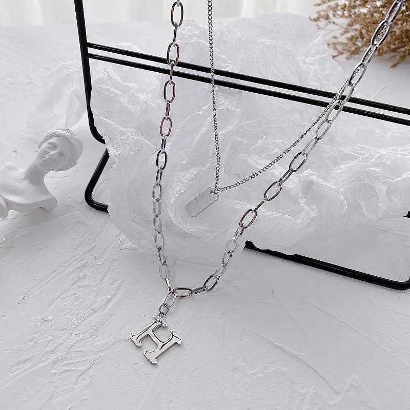 Pendant Necklaces Fashion Stainless Steel Letter h Women Necklace Vintage Kpop Layered Neck Y2k Jewelry Sweater Chain Whole216x