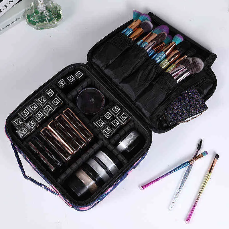 NXY Torba kosmetyczna Kobieta Profesjonalny Makijaż Case Flamingo Szczotka Manicure Schowek Wodoodporna Mini Organizator Nail Walizka 0125