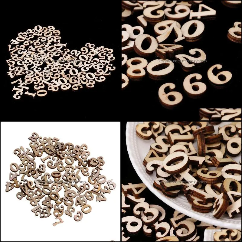 Sewing Notions & Tools 100Pcs Wooden 0-9 Numbers Embellishments 15mm Scrapbooking Card Making Craft DIY HX6D