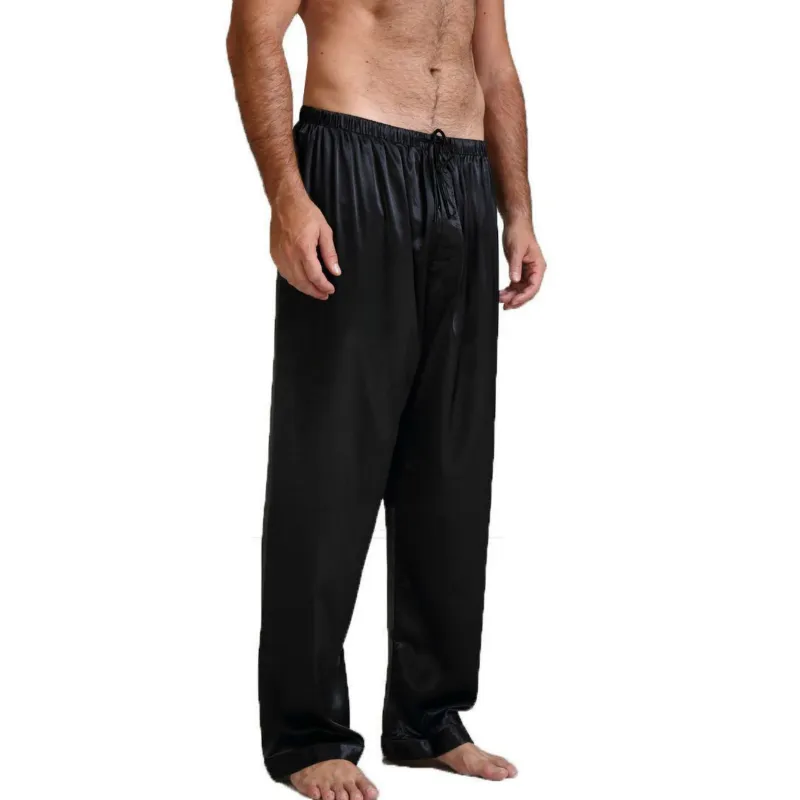 Erkekler Sweetwear Dips Erkek İpek Saten Pijama Pijama Pantolon Salonu Uyku Sıradan Pantolon Mansepwear 201109