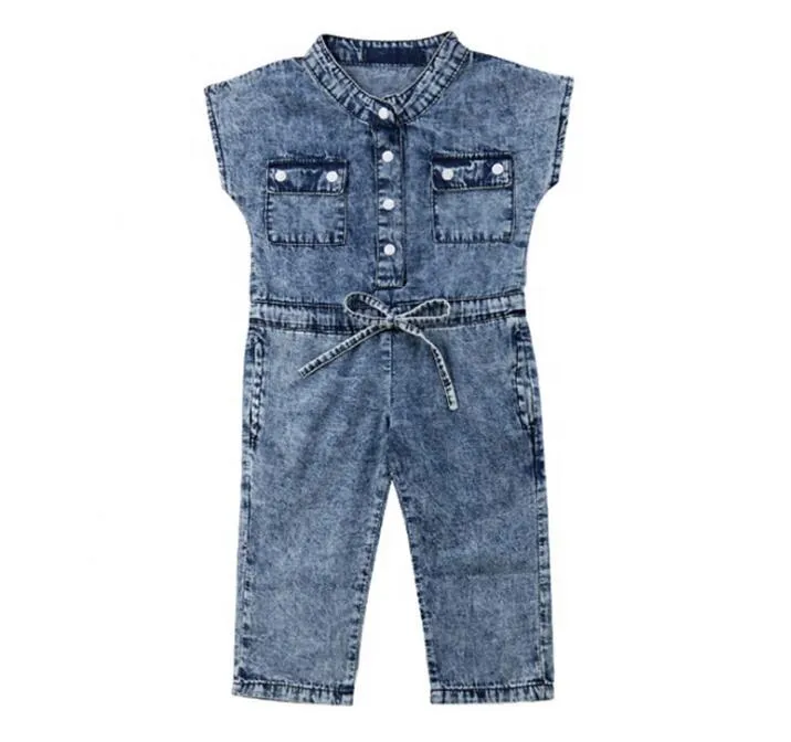 Toddler Kids Girl Denim Pagliaccetto Tuta Abiti Tuta Tuta Abiti estivi 1-6Y LY115