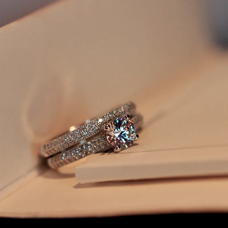 Винтажный женский комплект с кристаллами, круглый обручальное кольцо, модное черное золото, свадебное обручальное кольцо, кольца с цирконом и камнем для женщин2258