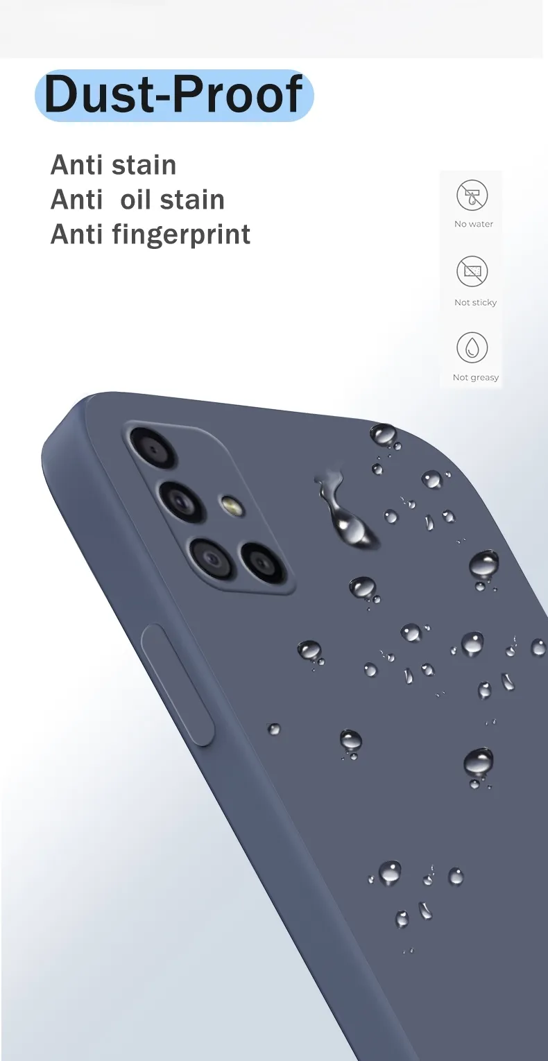 Cas de téléphone de silicone liquide de Luxe Straight Edge Square pour Samsung Galaxy M51 M31 Ultra-mince Soft TPU Cover Cover